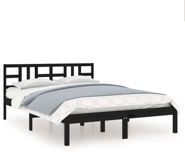 VidaXL fekete tömör fa ágykeret 140 x 190 cm