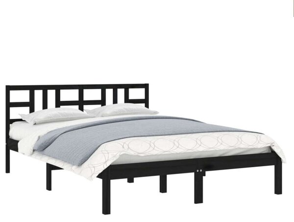 VidaXL fekete tömör fa ágykeret 140 x 190 cm
