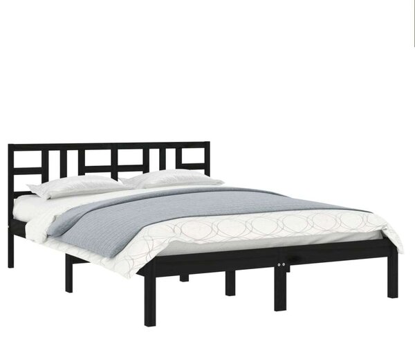 VidaXL fekete tömör fa ágykeret 140 x 190 cm