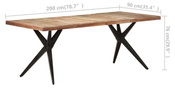 VidaXL tömör újrahasznosított fa étkezőasztal 200 x 90 x 76 cm