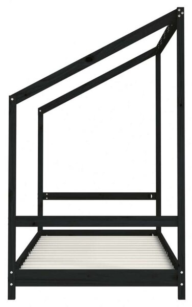 VidaXL fekete gyerek tömör fenyőfa ágykeret 90 x 190 cm