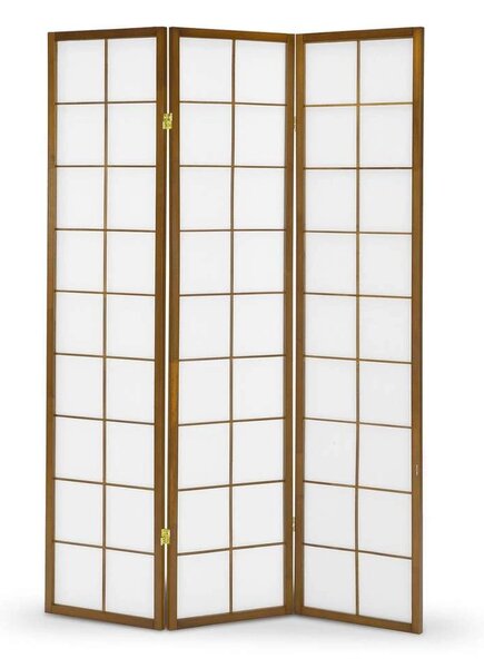 Álló, háromrészes paraván 43-129 cm, dió / fehér
