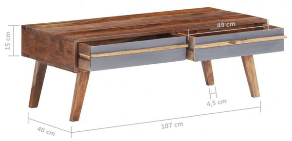 VidaXL Dohányzóasztal - Tömörfa - 110x50x40 cm