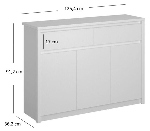 Komód Ethan 3D2S (fehér)