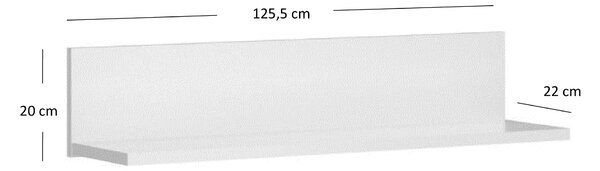 Polc 130 cm Ethan (fehér). Akció -22%