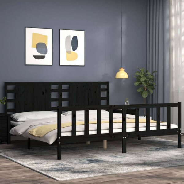 VidaXL Fekete Tömörfa Ágykeret - 200x200 cm