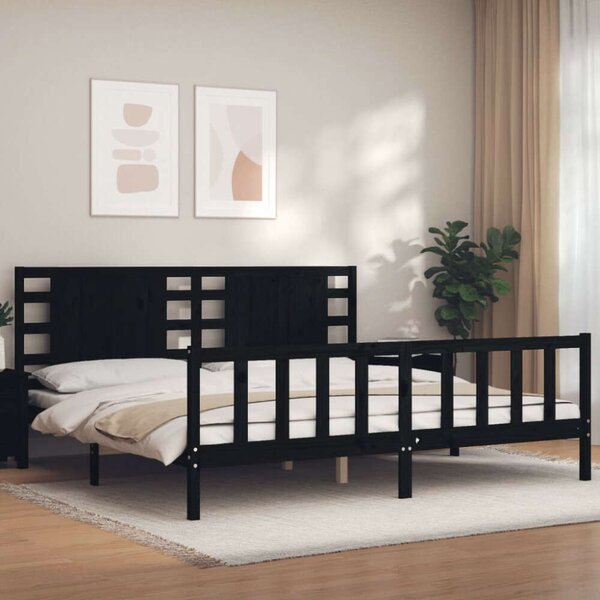 VidaXL Fekete Tömörfa Ágykeret - 200x200 cm