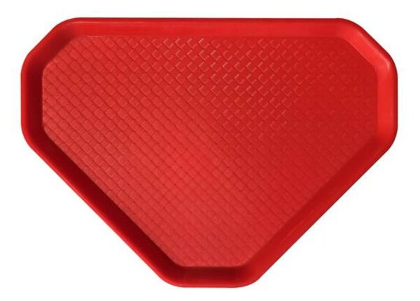 Önkiszolgáló tálca, háromszögletű, műanyag, éttermi, piros, 47,5x34 cm (KHMU218)
