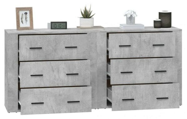 VidaXL Fiókos Szekrény - Beton Szürke - 2 db