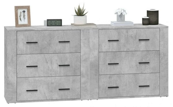 VidaXL Fiókos Szekrény - Beton Szürke - 2 db