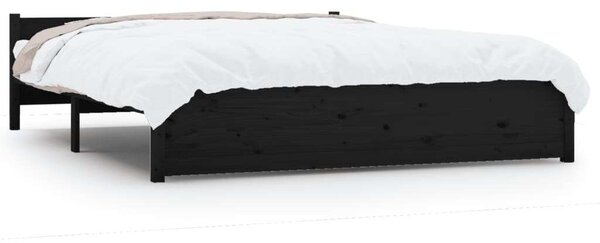 VidaXL fekete tömör fa ágykeret 140x190 cm