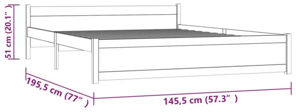 VidaXL fekete tömör fa ágykeret 140x190 cm