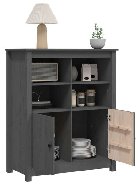 VidaXL szürke tömör fenyőfa tálalószekrény 83 x 41,5 x 100 cm