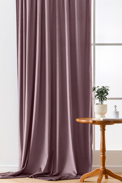 Világos lila VELVET sötétítő függöny 140x250 cm Felfüggesztés: Hullámos sínszalag