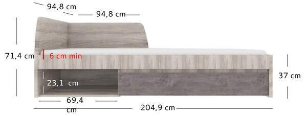 Egyszemélyes ágy 90 cm Jolene (nairobi gesztenye + onyx) (ágyráccsal)