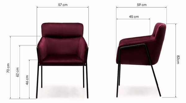 Bordó design szék HELSINKI VELVET Magic Velvet 2229