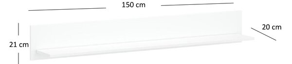 Polc 150 cm Leona (fehér). Akció -26%
