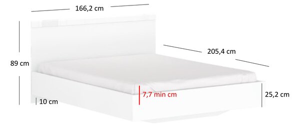 Franciaágy 160 cm Leona (fehér) (matrac és ágyrács nélkül)