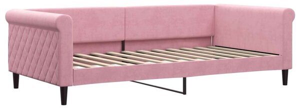 VidaXL rózsaszín kihúzható bársony heverő matraccal 100 x 200 cm