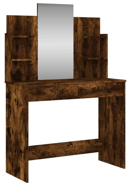 VidaXL Sminkasztal Tükörrel - Füstös Tölgy - 96x39x142 cm