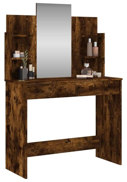 VidaXL Sminkasztal Tükörrel - Füstös Tölgy - 96x39x142 cm