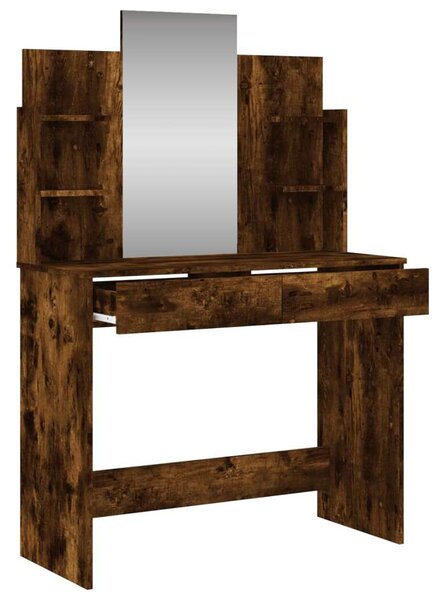 VidaXL Sminkasztal Tükörrel - Füstös Tölgy - 96x39x142 cm