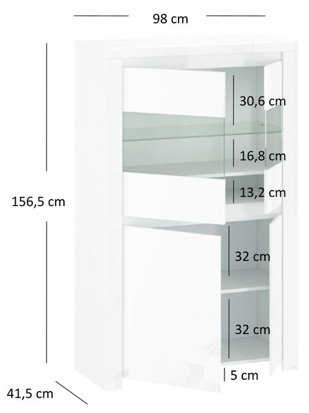 Vitrin Leona 2D2W (fényes fehér)