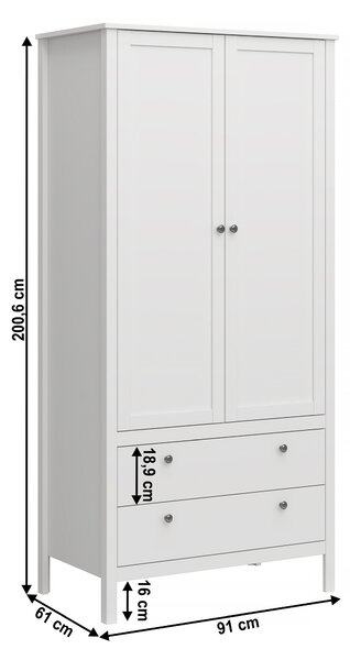 Ruhásszekrény Otis 2d2s (fehér)