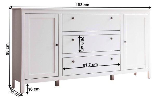 Komód Otis 2d3s (fehér)