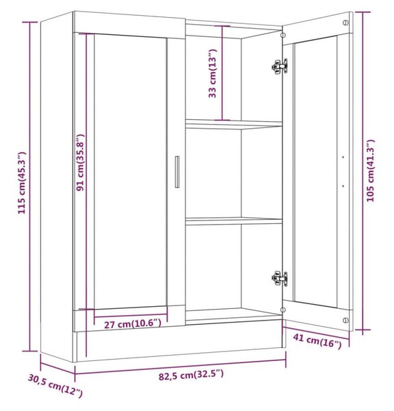 VidaXL füstös tölgyszínű szerelt fa vitrinszekrény 82,5x30,5x115 cm