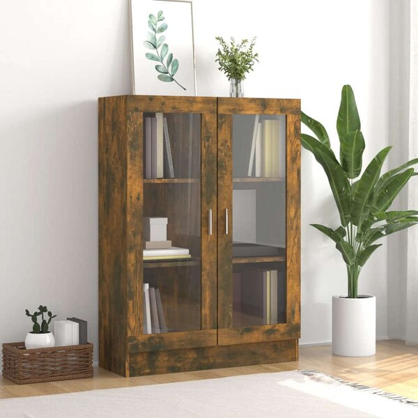 VidaXL füstös tölgyszínű szerelt fa vitrinszekrény 82,5x30,5x115 cm