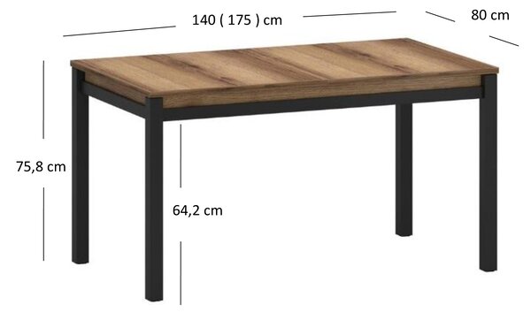 Széthúzható étkezőasztal 140-175 cm Marni (sötét delano tölgy)