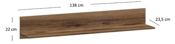 Polc 140 cm Marni (sötét delano tölgy). Akció -29%