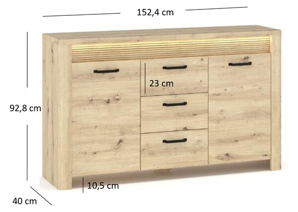 Komód Mindi (artisan tölgy). Akció -26%