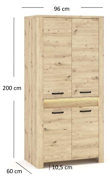 Ruhásszekrény Mindi (artisan tölgy). Akció -26%