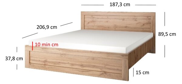 Franciaágy 180 cm Mirella (wotan tölgy) (ágyráccsal)