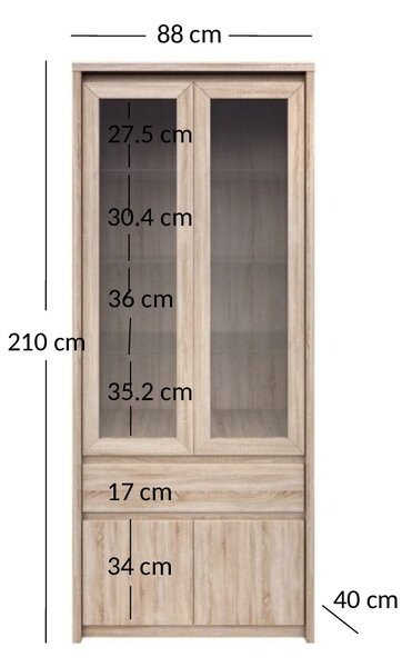 Vitrin Noella 2D2W1S (sonoma tölgy)