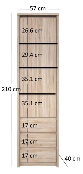 Regál Noella 1D3S (sonoma tölgy)