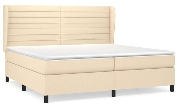 VidaXL krémszínű szövet rugós ágy matraccal 200 x 200 cm