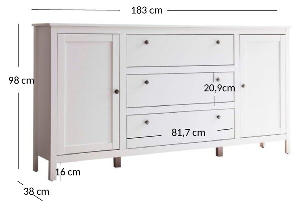 Komód Olna 2D3S (fehér)
