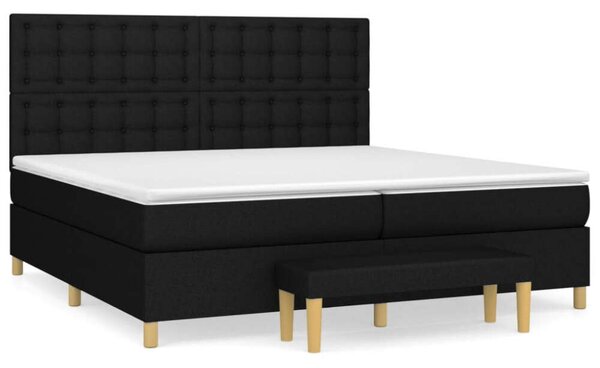 VidaXL fekete szövet rugós ágy matraccal 200 x 200 cm