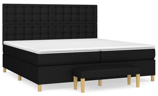 VidaXL fekete szövet rugós ágy matraccal 200 x 200 cm