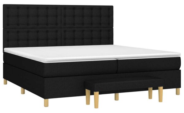 VidaXL fekete szövet rugós ágy matraccal 200 x 200 cm
