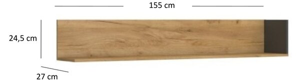Polc Shanna (arany craft tölgy + antracit). Akció -32%