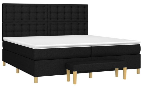 VidaXL fekete szövet rugós ágy matraccal 200 x 200 cm