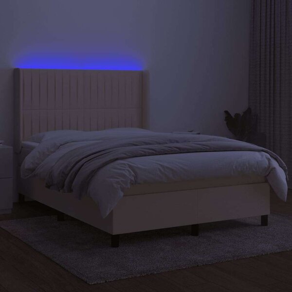 VidaXL krémszínű szövet rugós és LED-es ágy matraccal 140x190cm