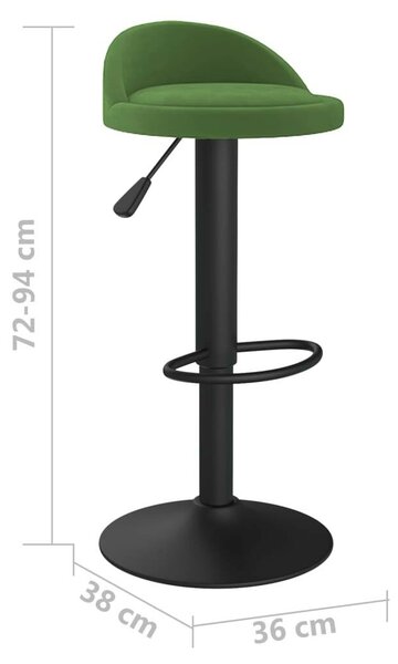 VidaXL Bársony Bárszék - Sötétzöld - 2 db - Állítható Magasság