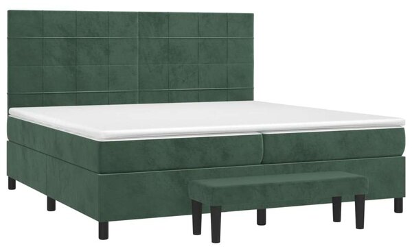 VidaXL sötétzöld bársony rugós ágy matraccal 200x200 cm