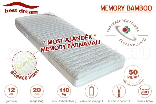 Best Dream Memory Bamboo matrac 160x200 cm - ajándék memory párnával