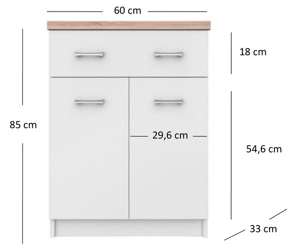 Komód Tianna 2D1S/60 (fehér). Akció -26%